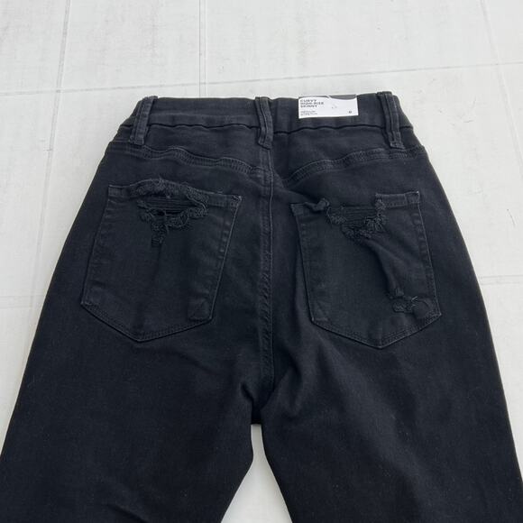 New RUE21 Curvy High-Rise Medium Stretch Black Denim Skinny Jeans Distressed - Picture 5 of 12